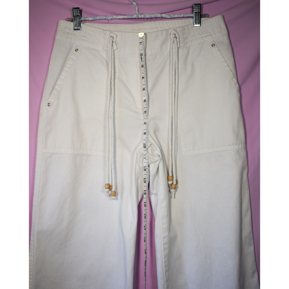 Lauren Ralph Lauren White Sailor Capri Gaucho Pants Cotton Beach 90s Size 6 - Picture 6 of 8